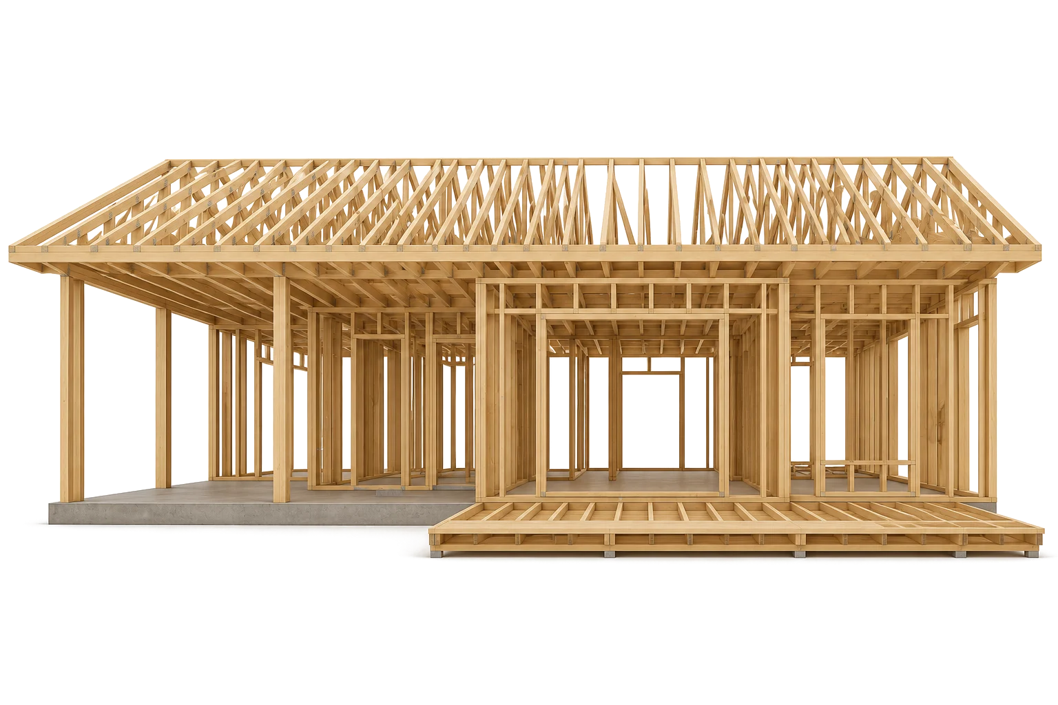 Mālkalni — mājas karkass ar jumta kopņu sistēmu