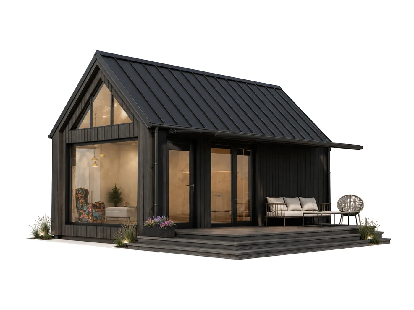 20 m² mazā māja ar mansarda stāvu